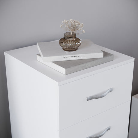 Riano 5 Drawer Narrow Chest White Bedroom Storage Unit
