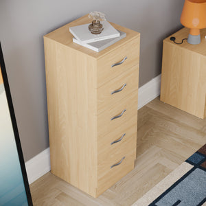 Riano 5 Drawer Narrow Chest Pine Bedroom Storage Unit
