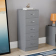 Riano 5 Drawer Narrow Chest Grey Bedroom Storage Unit
