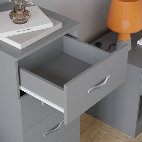 Riano 5 Drawer Narrow Chest Grey Bedroom Storage Unit
