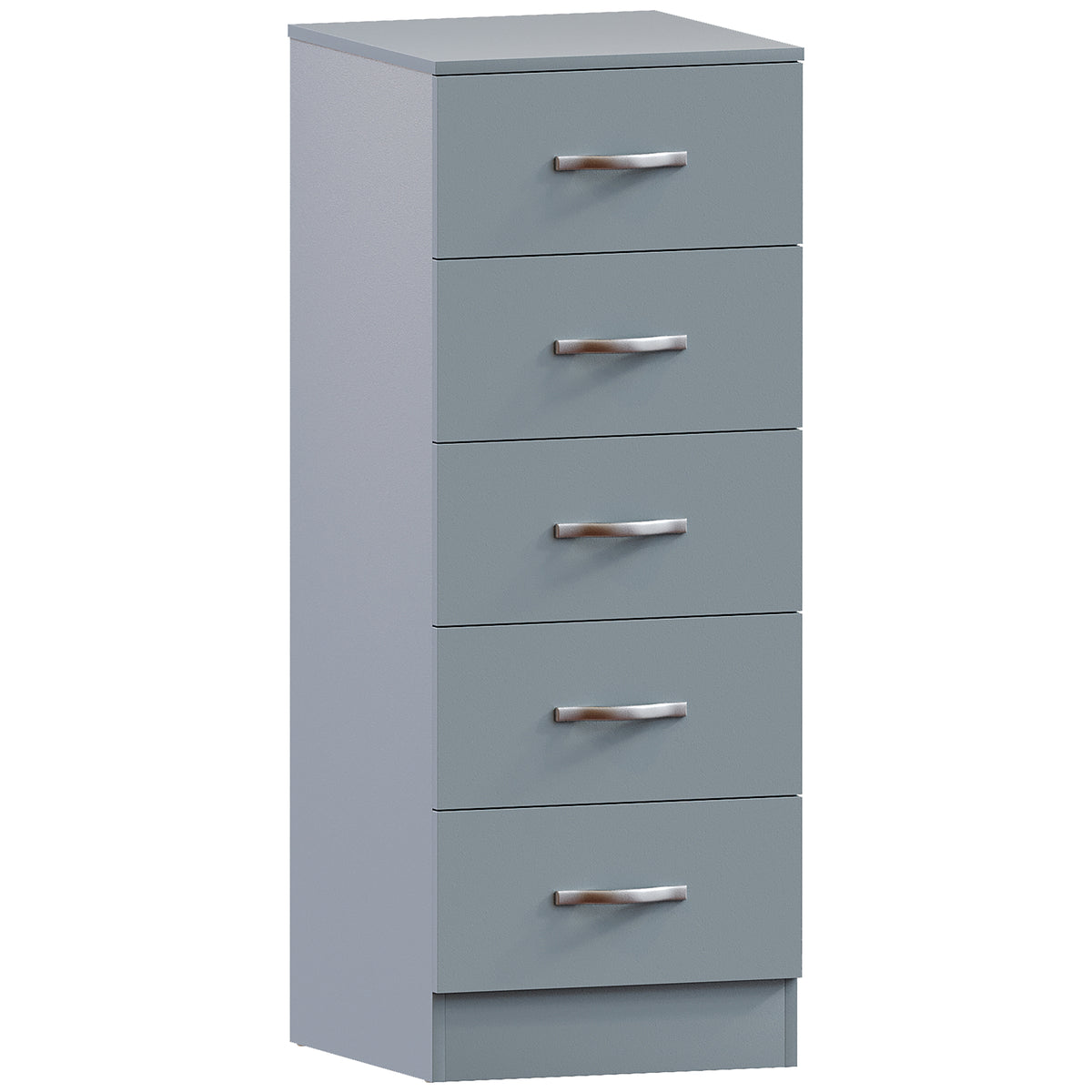 Riano 5 Drawer Narrow Chest Grey Bedroom Storage Unit
