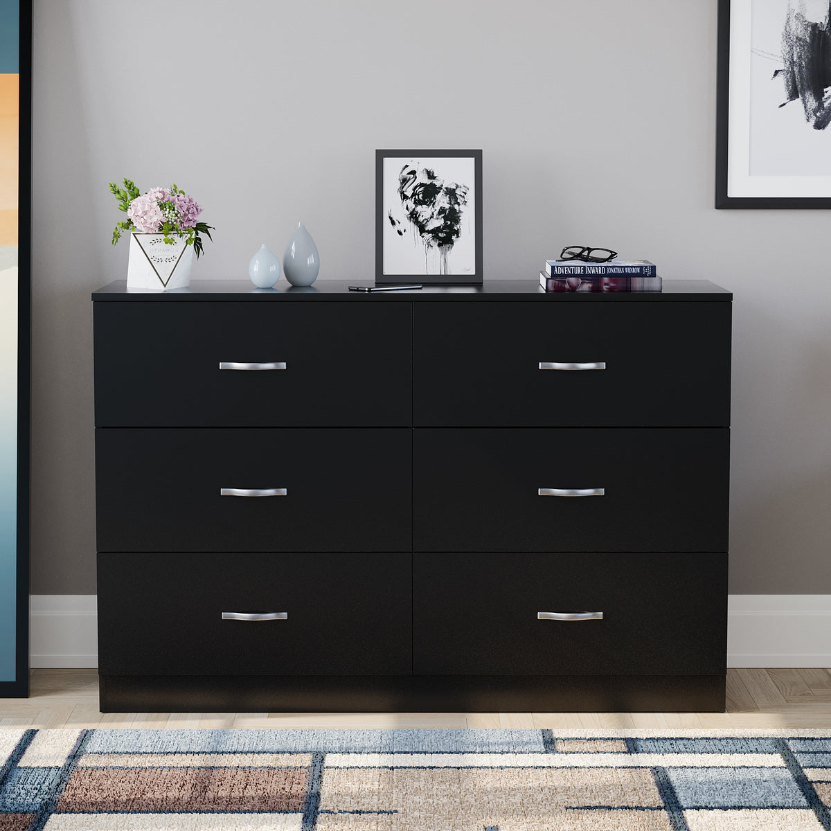 Riano 6 Drawer Chest Black Bedroom Storage Unit
