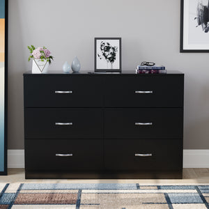 Riano 6 Drawer Chest Black Bedroom Storage Unit
