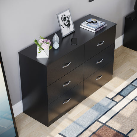 Riano 6 Drawer Chest Black Bedroom Storage Unit
