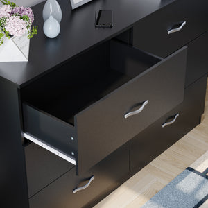 Riano 6 Drawer Chest Black Bedroom Storage Unit
