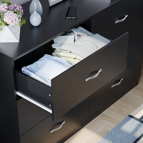 Riano 6 Drawer Chest Black Bedroom Storage Unit
