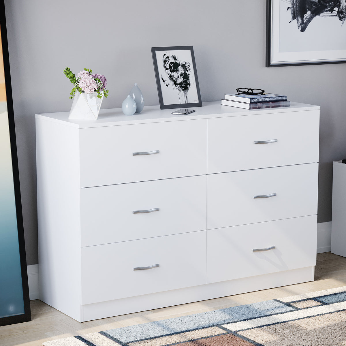 Riano 6 Drawer Chest White Bedroom Storage Unit
