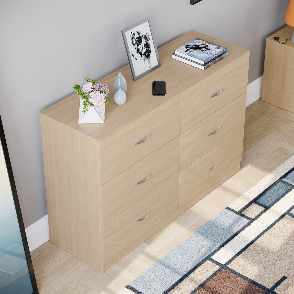 Riano 6 Drawer Chest Pine Bedroom Storage Unit
