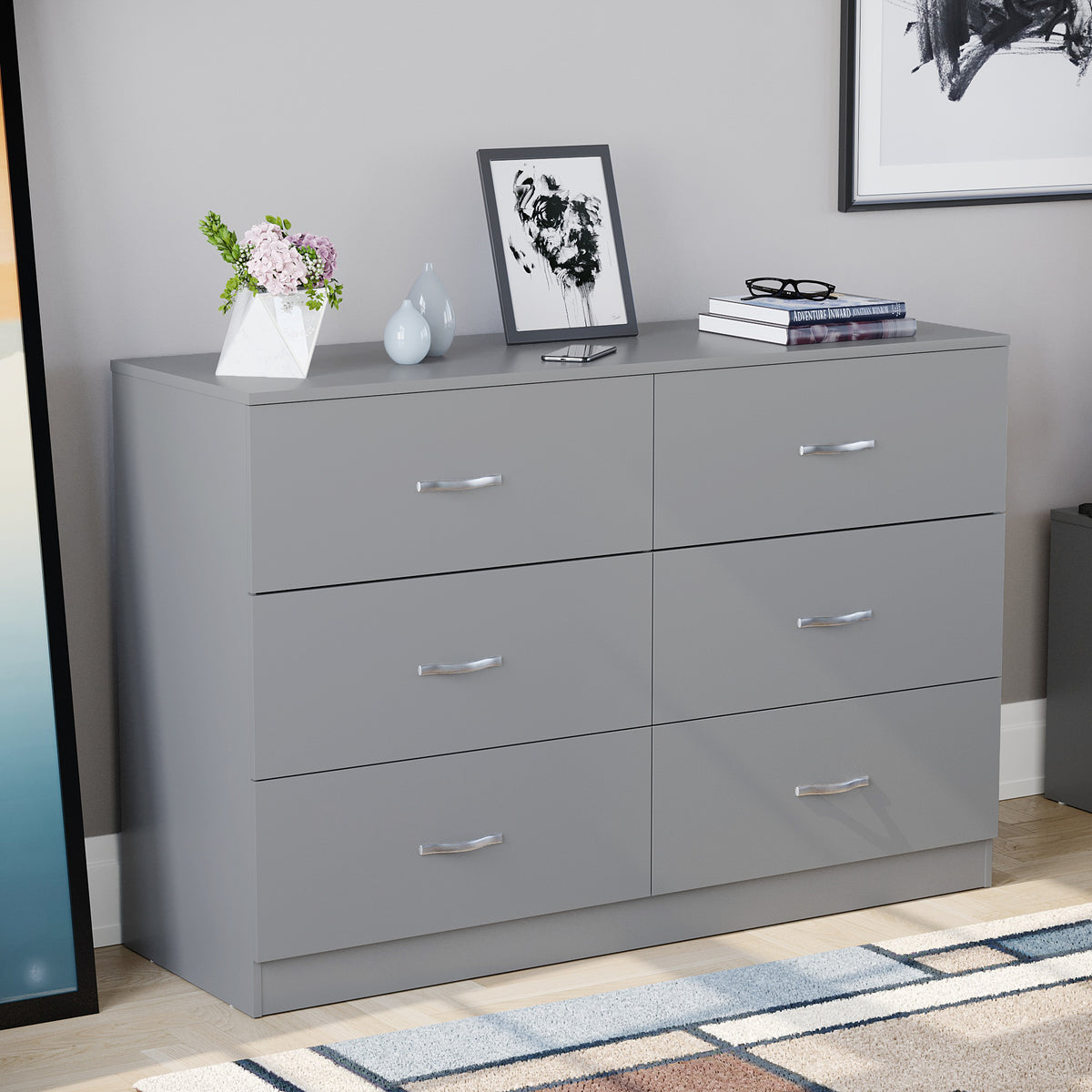 Riano 6 Drawer Chest Grey Bedroom Storage Unit
