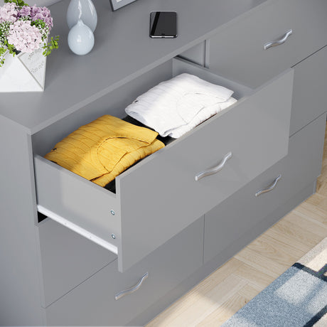 Riano 6 Drawer Chest Grey Bedroom Storage Unit
