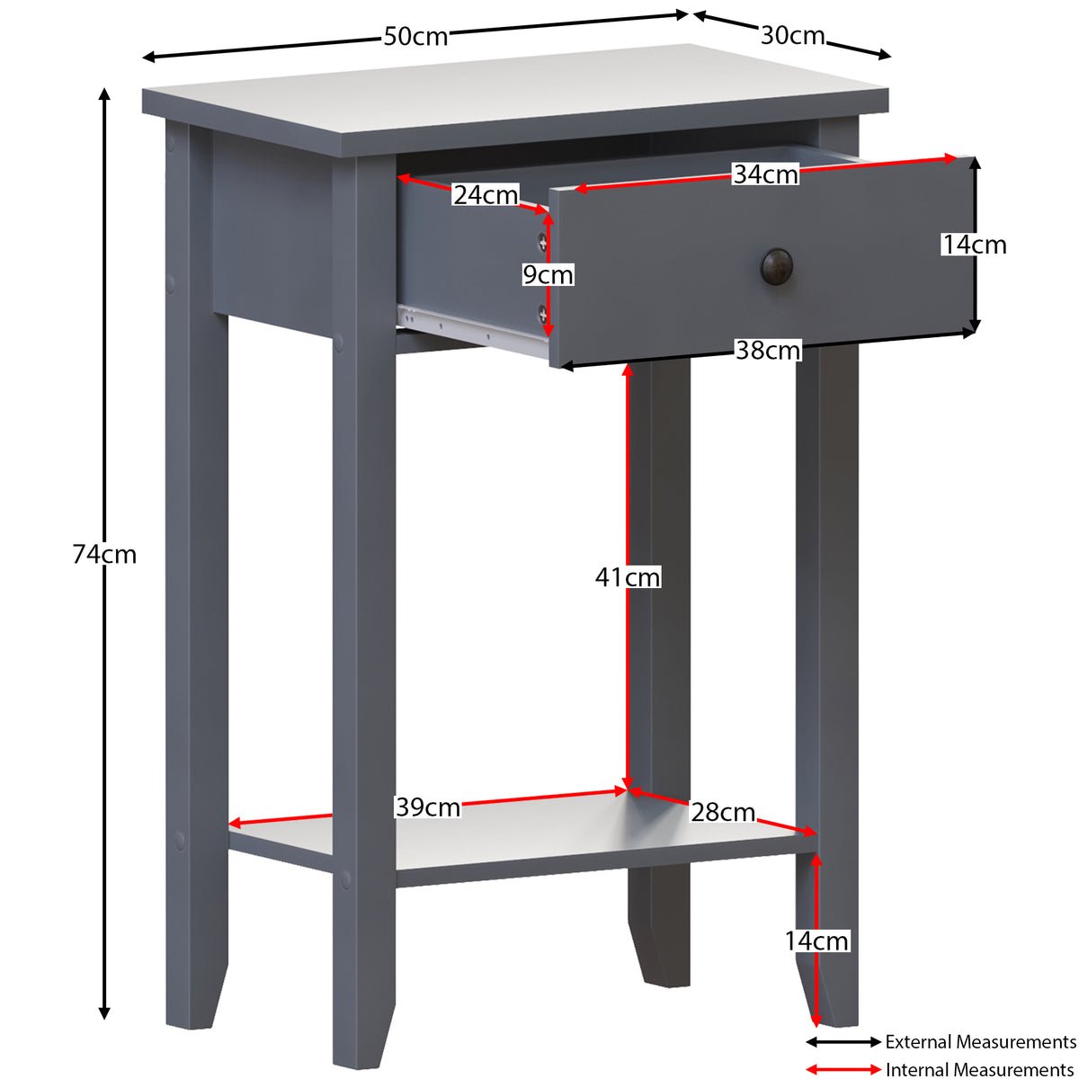 Windsor 1-Drawer Console Table - Grey