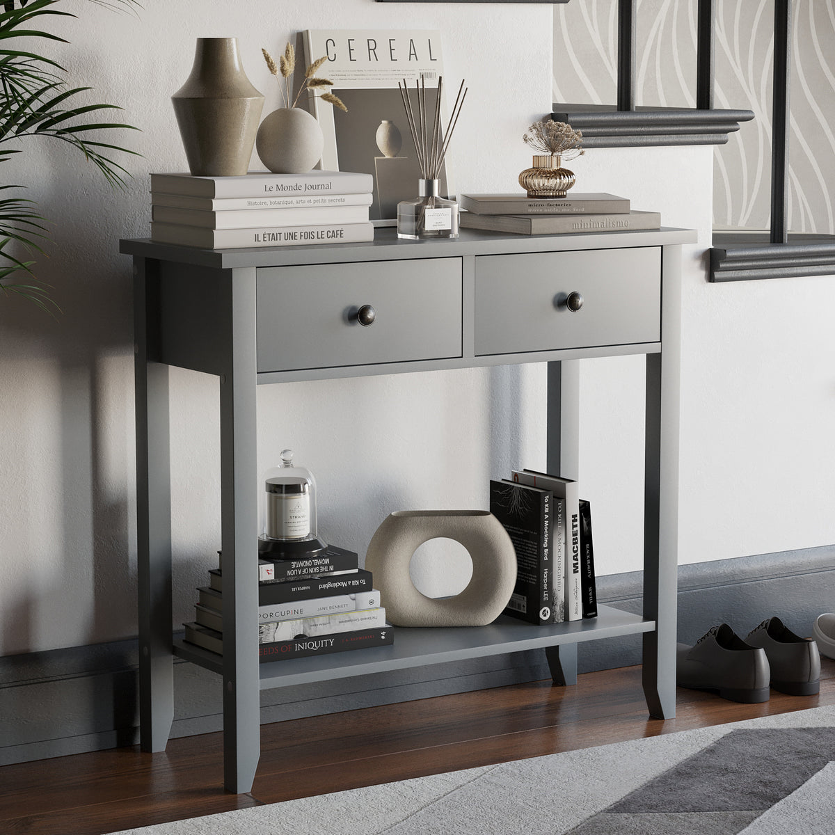 Windsor 2-Drawer Console Table - Grey