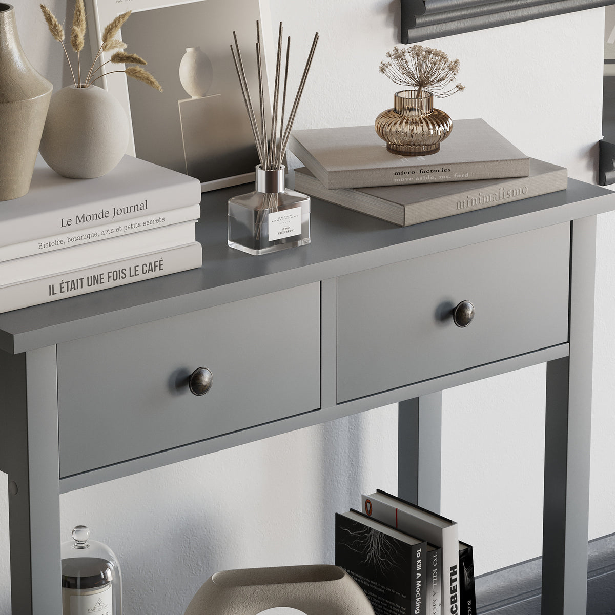 Windsor 2-Drawer Console Table - Grey