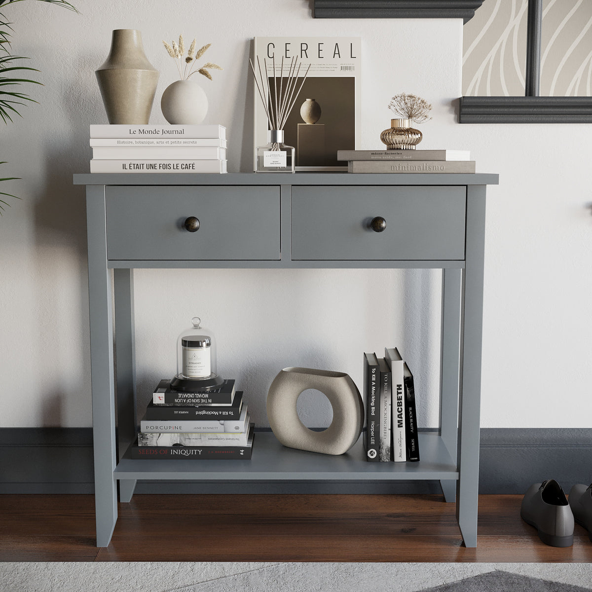 Windsor 2-Drawer Console Table - Grey