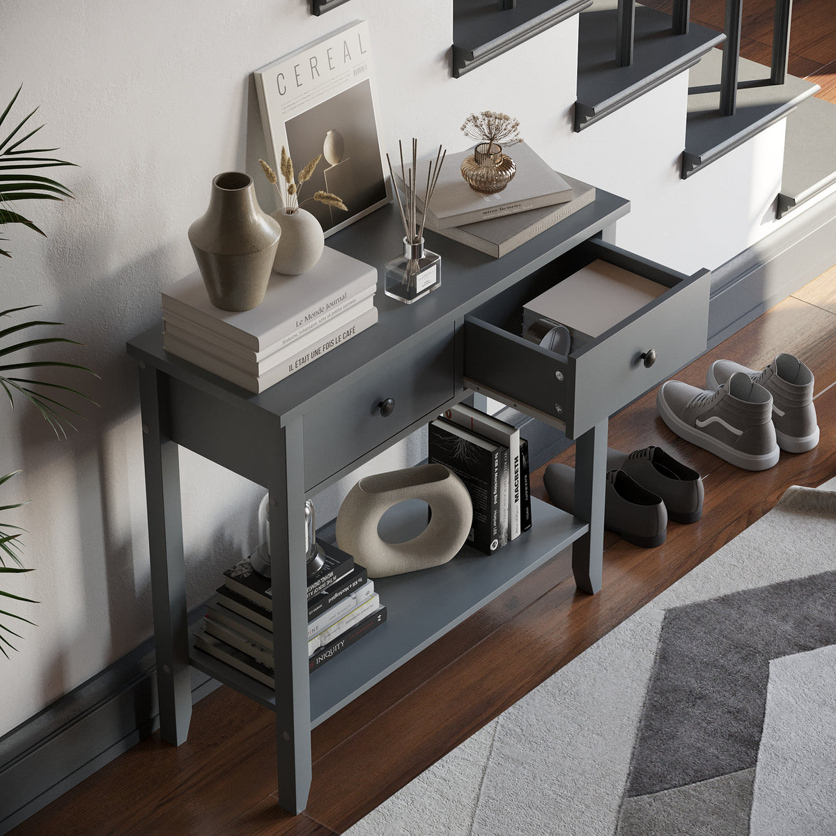 Windsor 2-Drawer Console Table - Grey