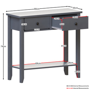Windsor 2-Drawer Console Table - Grey