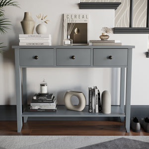 Windsor 3-Drawer Console Table - Grey