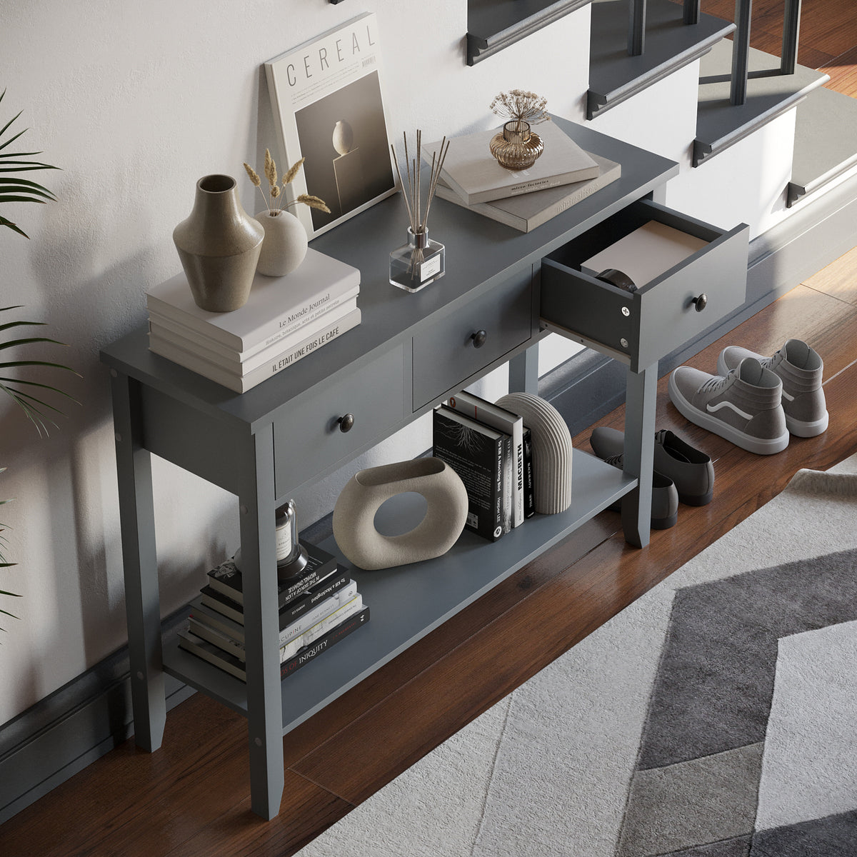 Windsor 3-Drawer Console Table - Grey