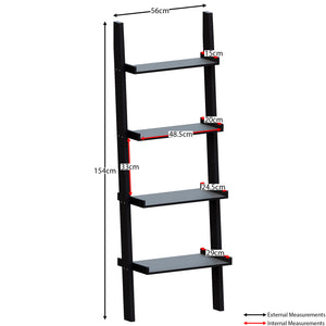 York 4-Tier Ladder Bookcase - Black