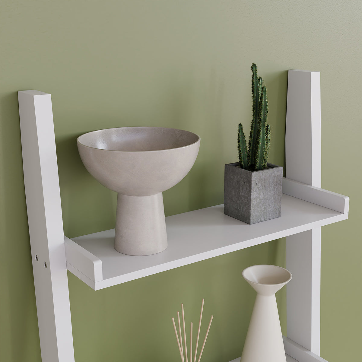 York 4-Tier Ladder Bookcase - White