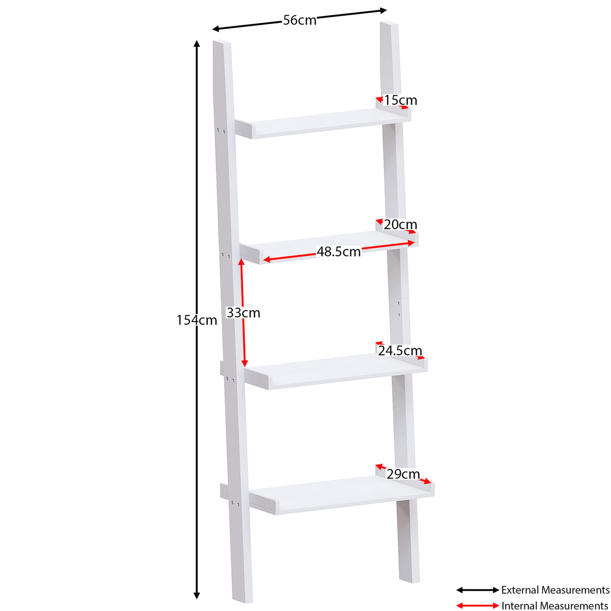 York 4-Tier Ladder Bookcase - White