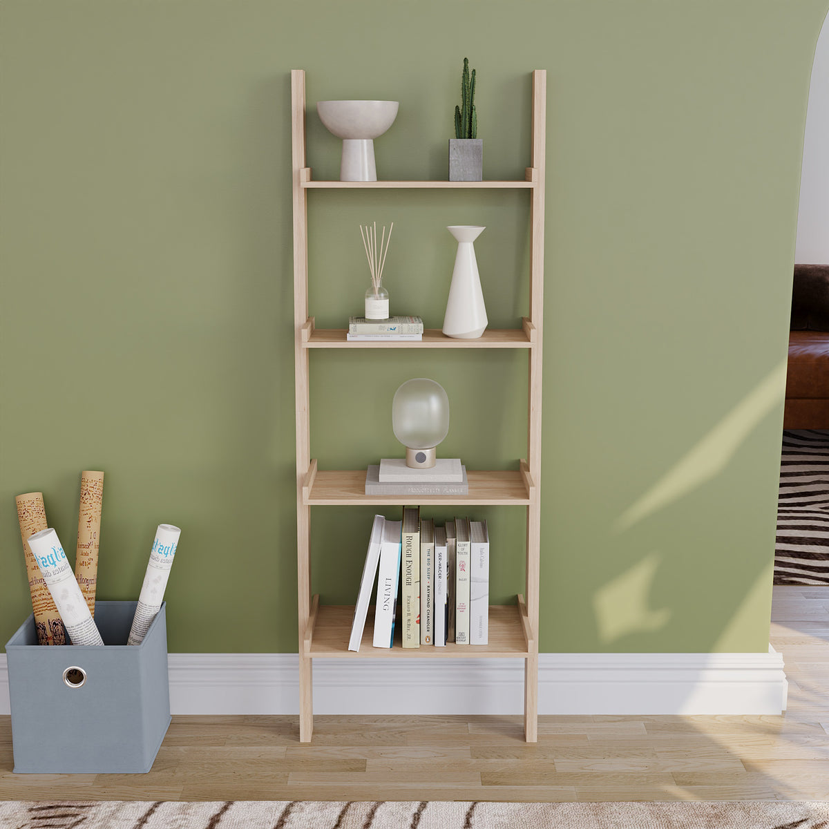York 4-Tier Ladder Bookcase - Pine