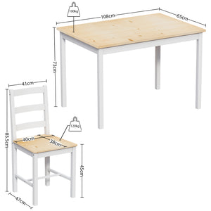 Yorkshire 4-Seater Dining Set - White & Pine