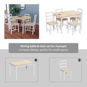 Yorkshire 4-Seater Dining Set - White & Pine
