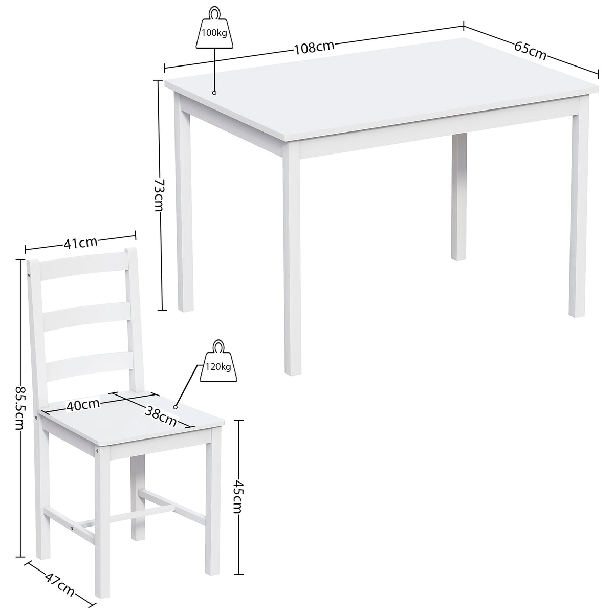Yorkshire 4-Seater Dining Set - White