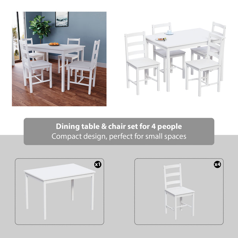 Yorkshire 4-Seater Dining Set - White