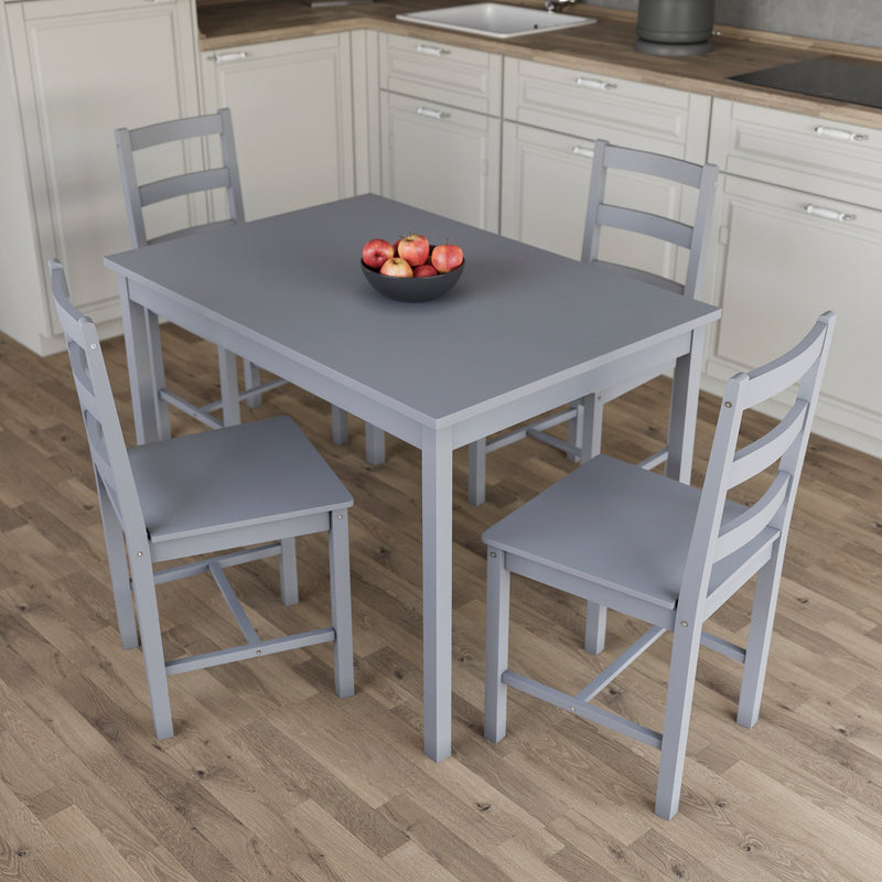 Yorkshire 4-Seater Dining Set - Grey