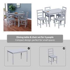 Yorkshire 4-Seater Dining Set - Grey