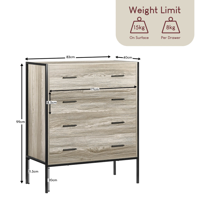 Brooklyn 4-Drawer Chest - Grey