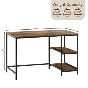 Brooklyn Desk with 2 Shelves - Dark Wood