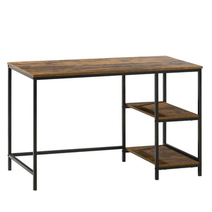 Brooklyn Desk with 2 Shelves - Dark Wood
