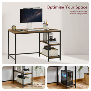 Brooklyn Desk with 2 Shelves - Dark Wood