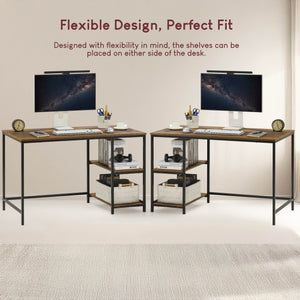 Brooklyn Desk with 2 Shelves - Dark Wood