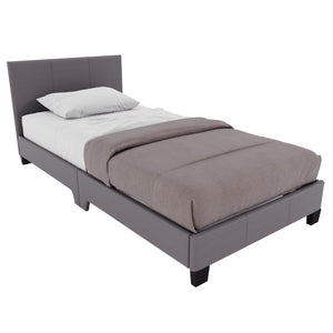 Lisbon Single Faux Leather Bed, Grey UKFR