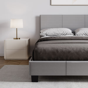 Lisbon Small Double Faux Leather Bed, Grey UKFR