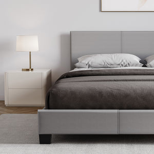 Lisbon Double Faux Leather Bed, Grey UKFR