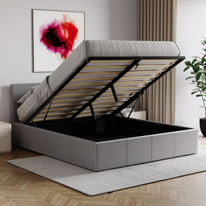 Lisbon Double Ottoman Faux Leather Bed, Grey UKFR