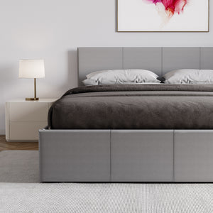 Lisbon Double Ottoman Faux Leather Bed, Grey UKFR