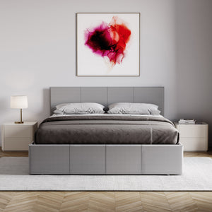 Lisbon King Size Ottoman Faux Leather Bed, Grey UKFR