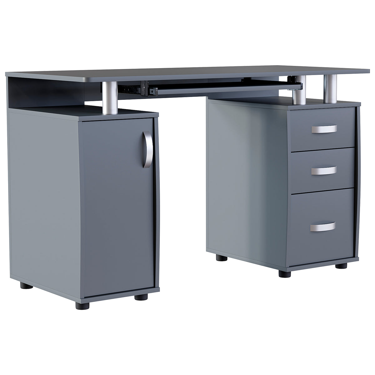 Otley 3-Drawer 1-Door Computer Desk, Grey