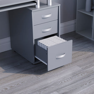 Otley 3-Drawer 1-Door Computer Desk, Grey