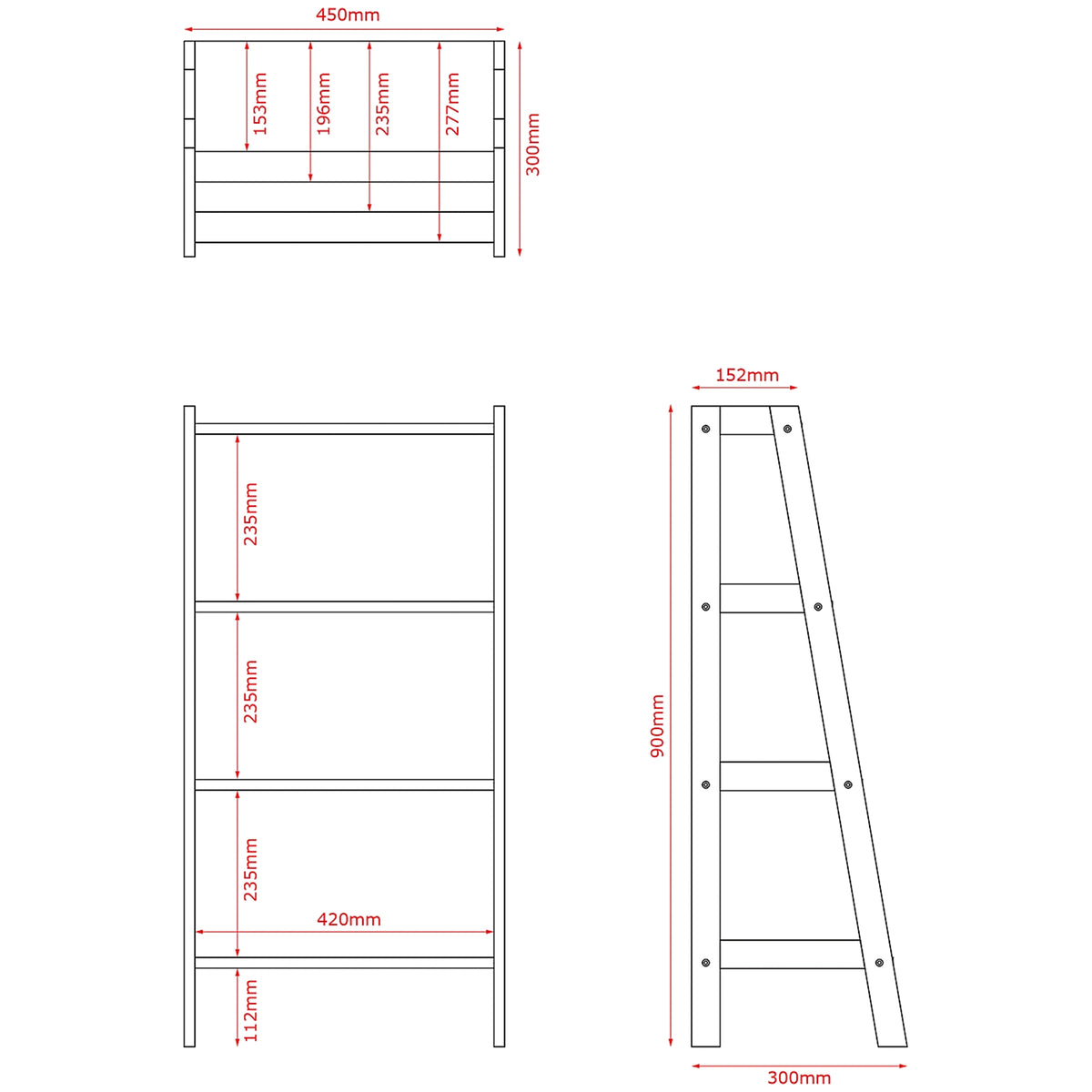 4 Tier Step Ladder Unit, Grey (FSC 100%)