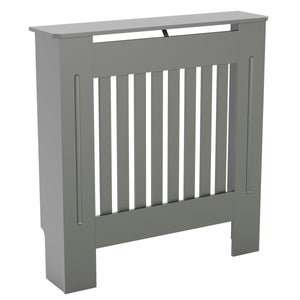Small Olive Grey Chelsea radiator cover with decorative slatted front.
