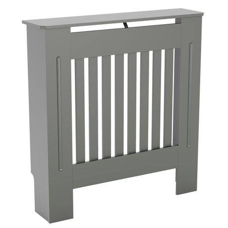 Small Olive Grey Chelsea radiator cover with decorative slatted front.
