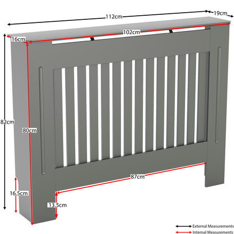 Medium Olive Grey Chelsea radiator cover with decorative slatted front