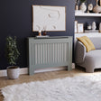 Medium Olive Grey Chelsea radiator cover with decorative slatted front
